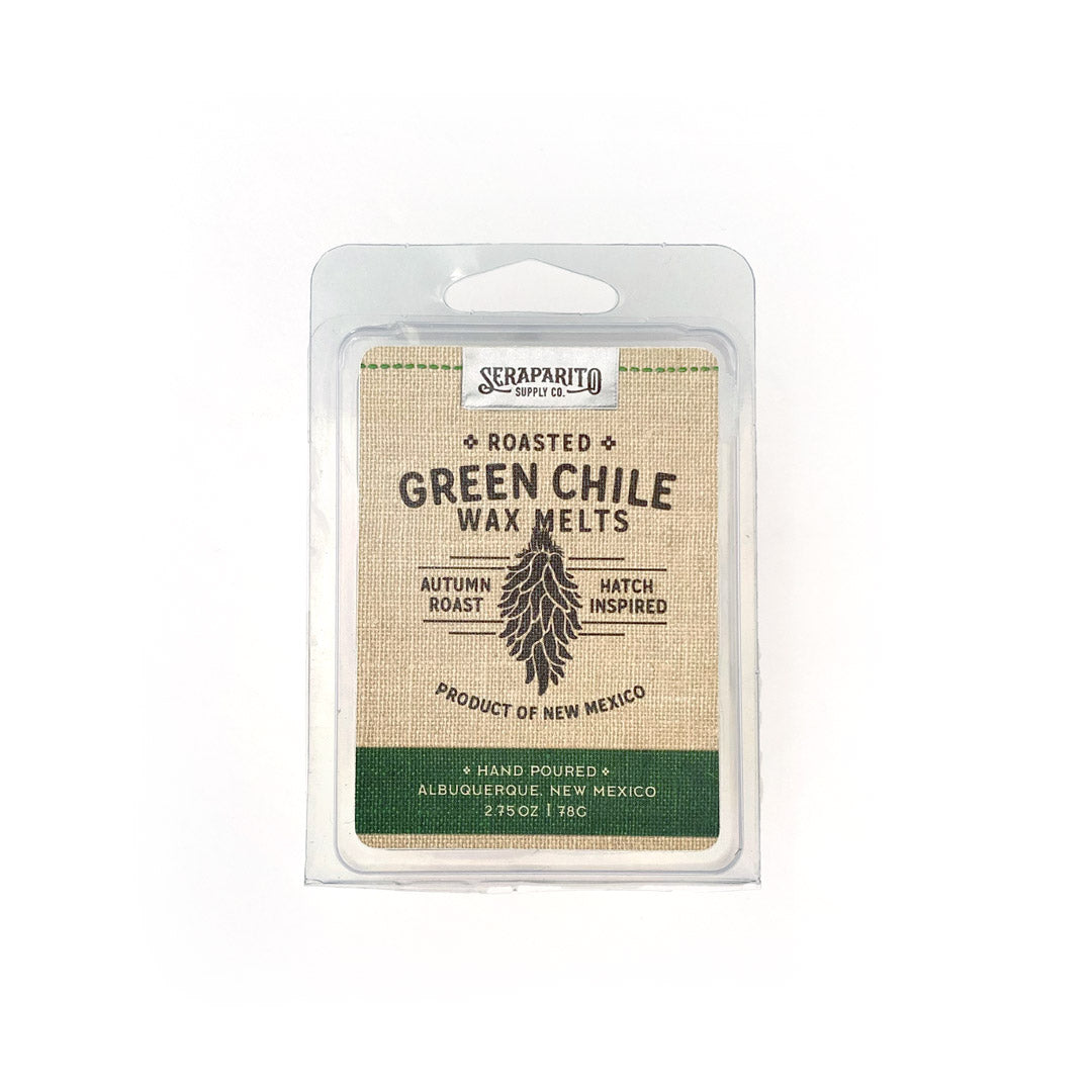 Front image of green chile wax melts scented with green chile